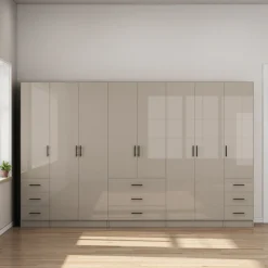 OTTO home Kleiderschrank »Trento Schlafzimmerschrank Garderobe hochglanz« Schrank mit 8 Türen und 9 Schubladen, hochglänzende Fronten