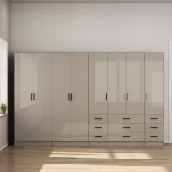 OTTO home Kleiderschrank »Trento Schlafzimmerschrank Garderobe hochglanz« Schrank mit 8 Türen und 9 Schubladen, hochglänzende Fronten