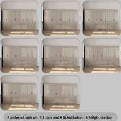 OTTO home Kleiderschrank »Trento Schlafzimmerschrank Garderobe hochglanz« Schrank mit 8 Türen und 9 Schubladen, hochglänzende Fronten