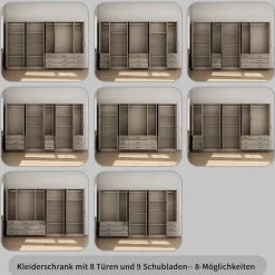 OTTO home Kleiderschrank »Trento Schlafzimmerschrank Garderobe hochglanz« Schrank mit 8 Türen und 9 Schubladen, hochglänzende Fronten