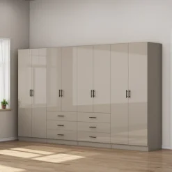 OTTO home Kleiderschrank »Trento Schlafzimmerschrank Garderobe Schrank in hochglanz mit 8 Türen« Schrank mit 8 Türen und 6 Schubladen, hochglänzende Fronten