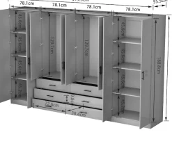 OTTO home Kleiderschrank »Trento Schlafzimmerschrank Garderobe Schrank in hochglanz mit 8 Türen« Schrank mit 8 Türen und 6 Schubladen, hochglänzende Fronten