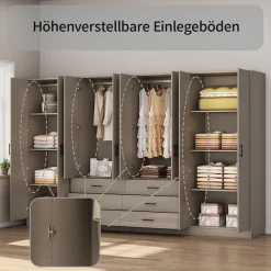 OTTO home Kleiderschrank »Trento Schlafzimmerschrank Garderobe Schrank in hochglanz mit 8 Türen« Schrank mit 8 Türen und 6 Schubladen, hochglänzende Fronten