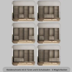OTTO home Kleiderschrank »Trento Schlafzimmerschrank Garderobe Schrank in hochglanz mit 8 Türen« Schrank mit 8 Türen und 6 Schubladen, hochglänzende Fronten