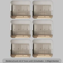 OTTO home Kleiderschrank »Trento Schlafzimmerschrank Garderobe Schrank in hochglanz mit 8 Türen« Schrank mit 8 Türen und 6 Schubladen, hochglänzende Fronten