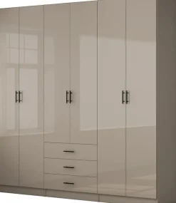 OTTO home Kleiderschrank »Trento Schlafzimmerschrank Garderobe hochglanz« in 2 unterschiedlichen Schrankhöhen wählbar,Schrank mit 6 Türen und 3 Schubladen, hochglanz Fronten, Höhe 2,39m