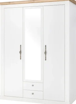 OTTO home Kleiderschrank »WESTMINSTER Wäscheschrank in 2 Farben, Landhausschrank Metallgriffe« Drehtürenschrank mit Spiegel, Schlafzimmerschrank, 149 cm breit