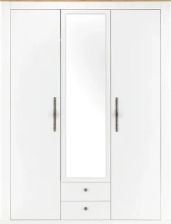 OTTO home Kleiderschrank »WESTMINSTER Wäscheschrank in 2 Farben, Landhausschrank Metallgriffe« Drehtürenschrank mit Spiegel, Schlafzimmerschrank, 149 cm breit