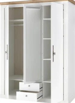 OTTO home Kleiderschrank »WESTMINSTER Wäscheschrank in 2 Farben, Landhausschrank Metallgriffe« Drehtürenschrank mit Spiegel, Schlafzimmerschrank, 149 cm breit