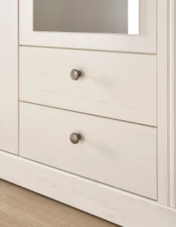 OTTO home Kleiderschrank »WESTMINSTER Wäscheschrank in 2 Farben, Landhausschrank Metallgriffe« Drehtürenschrank mit Spiegel, Schlafzimmerschrank, 149 cm breit