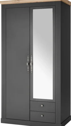OTTO home Kleiderschrank »WESTMINSTER Wäscheschrank in 2 Farben, Landhausschrank Metallgriffe« Drehtürenschrank mit Spiegel, Schlafzimmerschrank, 109 cm breit