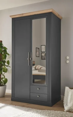 OTTO home Kleiderschrank »WESTMINSTER Wäscheschrank in 2 Farben, Landhausschrank Metallgriffe« Drehtürenschrank mit Spiegel, Schlafzimmerschrank, 109 cm breit