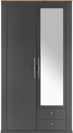 OTTO home Kleiderschrank »WESTMINSTER Wäscheschrank in 2 Farben, Landhausschrank Metallgriffe« Drehtürenschrank mit Spiegel, Schlafzimmerschrank, 109 cm breit