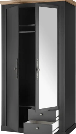 OTTO home Kleiderschrank »WESTMINSTER Wäscheschrank in 2 Farben, Landhausschrank Metallgriffe« Drehtürenschrank mit Spiegel, Schlafzimmerschrank, 109 cm breit
