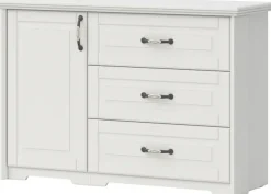 OTTO home Kombikommode »Evergreen, Maße: B/T/H 131/48/88cm, Soft-Close-Funktion« 1-türig und 3 Schubladen,im klassischen Landhausstil,FSC-zertifiziert,hochwertige UV Lackierung