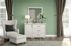 OTTO home Kombikommode »Evergreen, Maße: B/T/H 131/48/88cm, Soft-Close-Funktion« 1-türig und 3 Schubladen,im klassischen Landhausstil,FSC-zertifiziert,hochwertige UV Lackierung