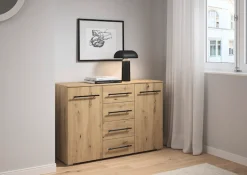 OTTO home Kombikommode »Highboard Sideboard Schubladenkommode Kommode Schlafzimmer AVOLA« Breite 120 cm inkl. SOFT-CLOSE-FUNKTION mit Dekorfront,vier große Schubladen und 2 Türen, mit 4 Einlegeböden MADE IN GERMANY