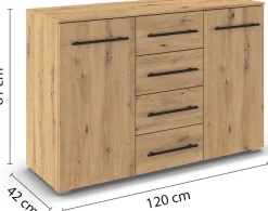 OTTO home Kombikommode »Highboard Sideboard Schubladenkommode Kommode Schlafzimmer AVOLA« Breite 120 cm inkl. SOFT-CLOSE-FUNKTION mit Dekorfront,vier große Schubladen und 2 Türen, mit 4 Einlegeböden MADE IN GERMANY