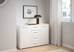 OTTO home Kombikommode »Kommode Sideboard Schubladenkommode Schlafzimmerkommode OTELI« Breite 120 cm inkl. SOFT-CLOSE-FUNKTION, mit moderner Dekor-Front,vier große Schubladen und 2 Türen, mit 4 Einlegeböden MADE IN GERMANY