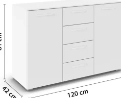 OTTO home Kombikommode »Kommode Sideboard Schubladenkommode Schlafzimmerkommode OTELI« Breite 120 cm inkl. SOFT-CLOSE-FUNKTION, mit moderner Dekor-Front,vier große Schubladen und 2 Türen, mit 4 Einlegeböden MADE IN GERMANY