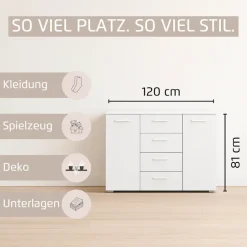 OTTO home Kombikommode »Kommode Sideboard Schubladenkommode Schlafzimmerkommode OTELI« Breite 120 cm inkl. SOFT-CLOSE-FUNKTION, mit moderner Dekor-Front,vier große Schubladen und 2 Türen, mit 4 Einlegeböden MADE IN GERMANY