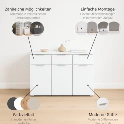 OTTO home Kombikommode »Kommode Sideboard Schubladenkommode Schlafzimmerkommode CORTONA« Breite 120 cm inkl. SOFT-CLOSE-FUNKTION, mit moderner Dekor-Front,mit 3 Schubladen und 3 verstellbaren Einlegeboden MADE IN GERMANY