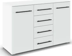OTTO home Kombikommode »Sideboard Türkommode Schubladenkommode Kommode RONDO« Breite 120 / Höhe 81 cm, 4 Einlegeböden,mit 4 geräumigen Schubladen Metallgriff in Schwarz MADE IN GERMANY