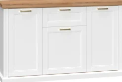 OTTO home Kombikommode »Tara, im klassischen Landhausstil, FSC-zertifiziert, in 2 Größen« Soft-Close-Funktion, goldfarbene Metallgriffe, Innendekor Holzoptik,lackiert mit wasserbasiertem UV-Lack, unempfindlich und kratzfest