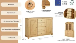 OTTO home Kombikommode »Tessin; Buffetunterschrank, klassischer Landhausstil« aus massiver, FSC®-zertifizierter Kiefer, 128cm breit