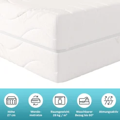 OTTO home Komfortschaummatratze »Essentials XXL, 7 Zonen Matratze 90x200, 140x200 cm & weitere Größen« 26 cm hoch Raumgewicht: 28 kg/m³ 1 Stk. tlg. XXL Höhe, flexibler HG bis 140 kg, ergonomisch, atmungsaktiv