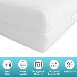OTTO home Komfortschaummatratze »NEUHEIT, PREMIUM Tornby, 90x200 cm, 140x200 cm & mehr, atmungsaktiv« 27 cm hoch Raumgewicht: 39 kg/m³ 1 Stk. tlg. Wendematratze H2+3/H3+4/H4+5, ergonomisch, langlebige Qualität (RG 39)