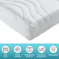OTTO home Komfortschaummatratze »Tornby, 90x200 cm, 140x200 cm & weitere Größen, atmungsaktiv« 21 cm hoch Raumgewicht: 39 kg/m³ 1 Stk. tlg. Wendematratze H2+3/H3+4/H4+5, ergonomisch, langlebige Qualität (RG 39)