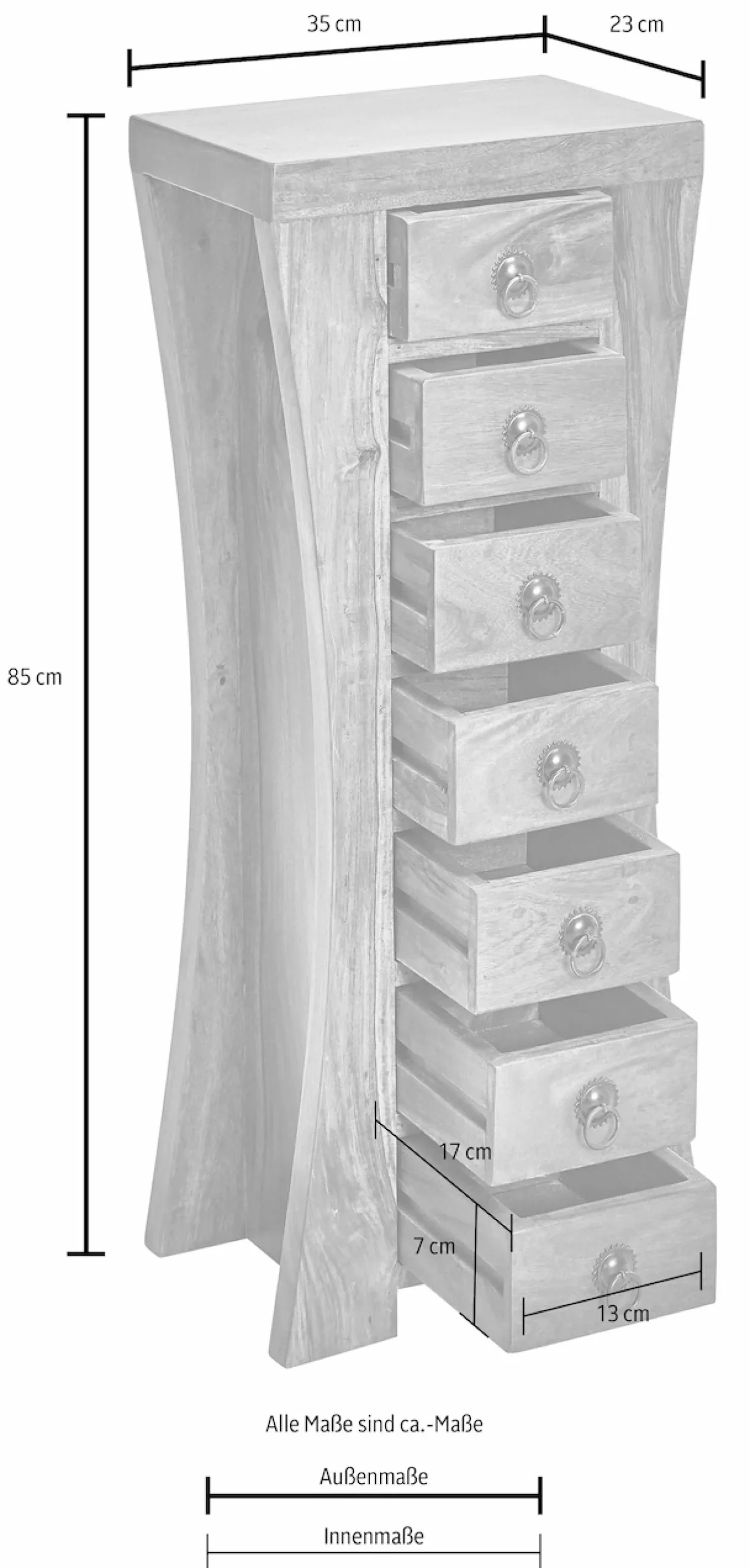 OTTO home Kommode Breite 35 cm in geschwungener Form