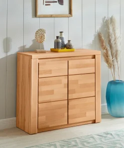 OTTO home Kommode »Burano,90cm breit,35 cm tief, Fronten Massivholz« Holz massiv, Holzwerkstoff,2 Türen,2 breite Fächer