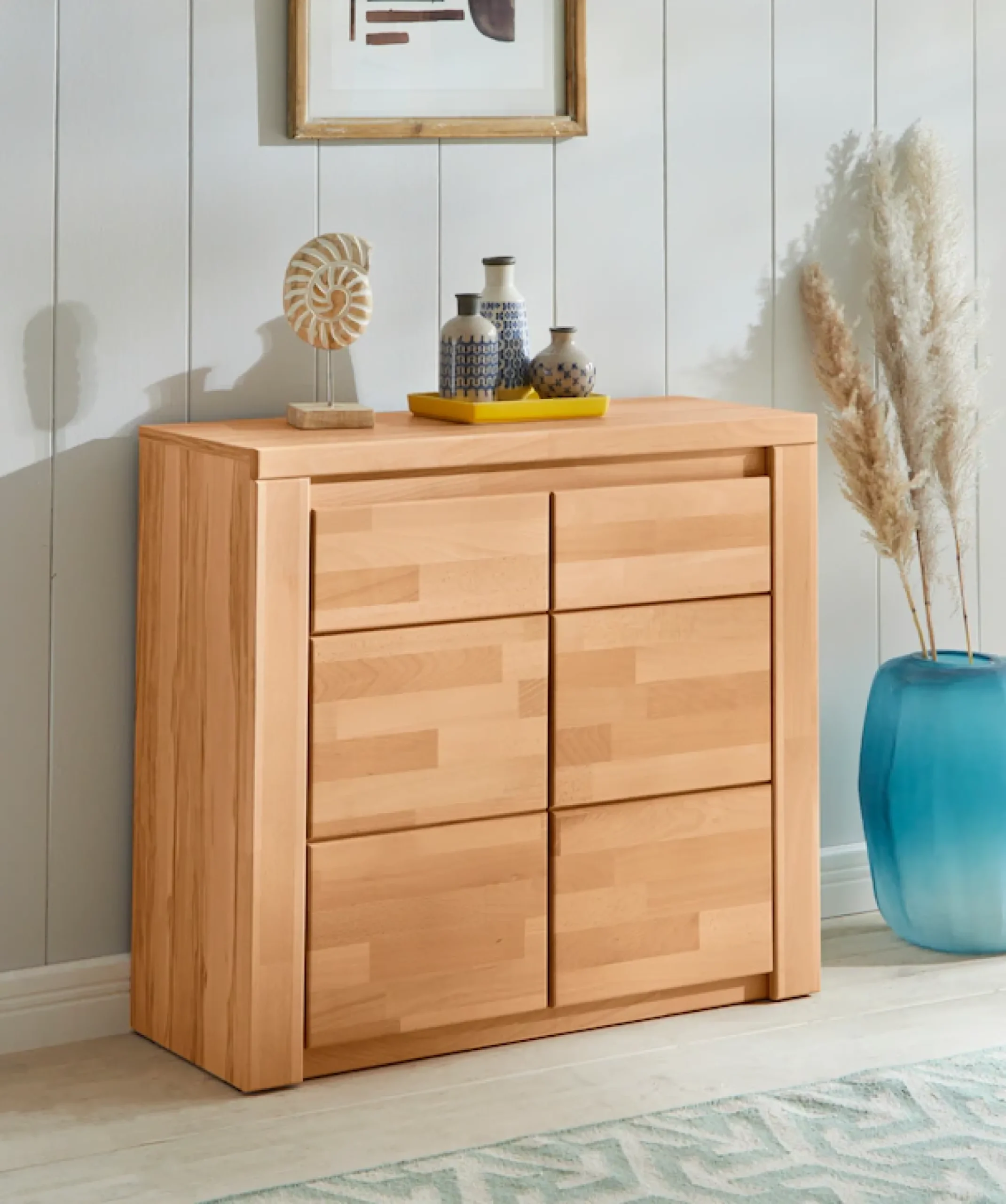 OTTO home Kommode »Burano,90cm breit,35 cm tief, Fronten Massivholz« Holz massiv, Holzwerkstoff,2 Türen,2 breite Fächer
