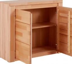 OTTO home Kommode »Burano,90cm breit,35 cm tief, Fronten Massivholz« Holz massiv, Holzwerkstoff,2 Türen,2 breite Fächer