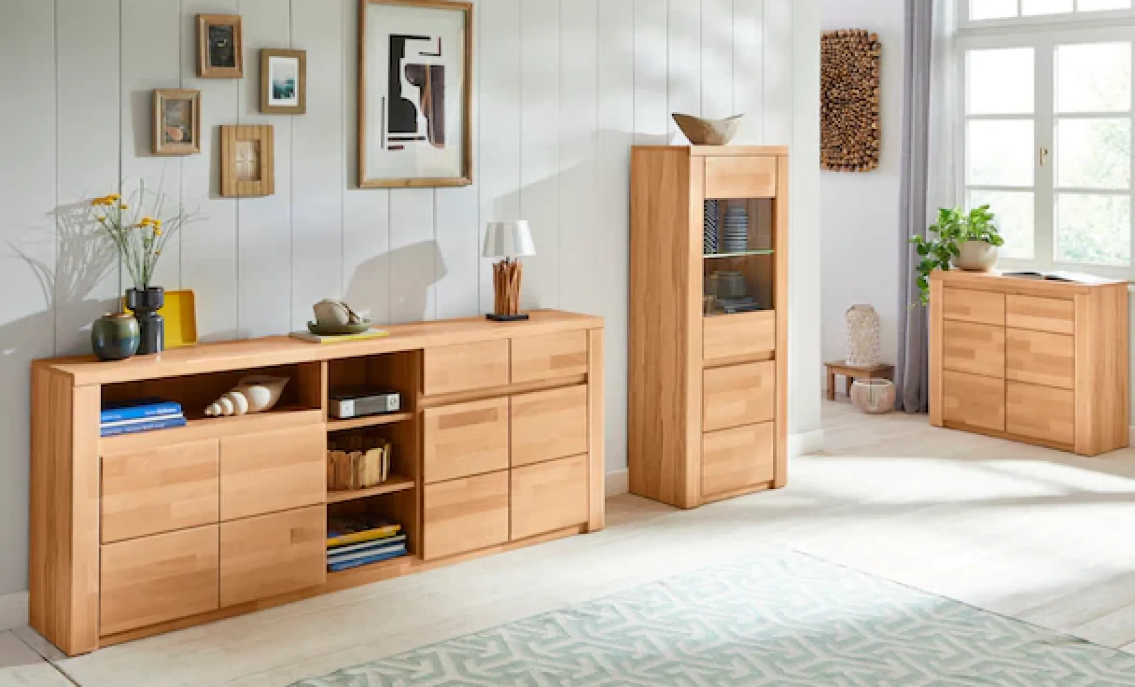 OTTO home Kommode »Burano,90cm breit,35 cm tief, Fronten Massivholz« Holz massiv, Holzwerkstoff,2 Türen,2 breite Fächer