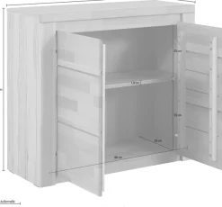 OTTO home Kommode »Burano,90cm breit,35 cm tief, Fronten Massivholz« Holz massiv, Holzwerkstoff,2 Türen,2 breite Fächer