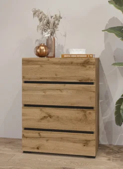 OTTO home Kommode »Cross,Breite 60 cm, moderne grifflose Sideboard,4 Schubkästen« Schubladenschrank mit viel Stauraum, Flur Highboard