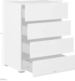 OTTO home Kommode »Cross,Breite 60 cm, moderne grifflose Sideboard,4 Schubkästen« Schubladenschrank mit viel Stauraum, Flur Highboard
