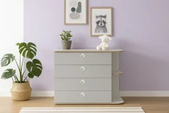 OTTO home Kommode »ELLEETE Schrank mit 4 Schubladen und 2 offene Fächer, Breite 116 cm« Sideboard mit viel Stauraum, Maße B/T/H: 116/42/82,7 cm