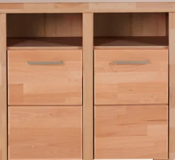 OTTO home Kommode »Falco,89cm breit,35 cm tief, Fronten Massivholz« Kernbuche massiv, Holzwerkstoff, Metall Griffe,6Fächer