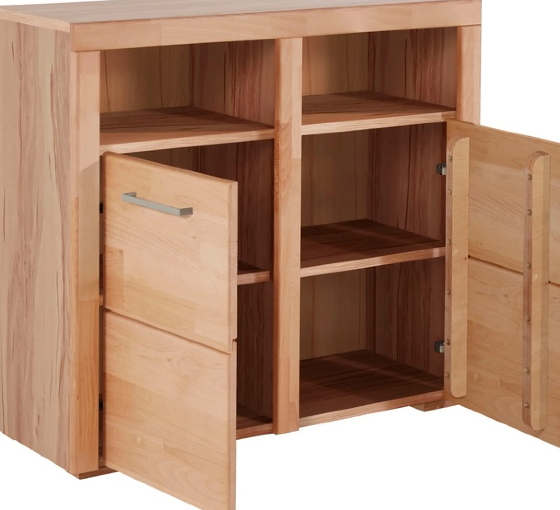 OTTO home Kommode »Falco,89cm breit,35 cm tief, Fronten Massivholz« Kernbuche massiv, Holzwerkstoff, Metall Griffe,6Fächer