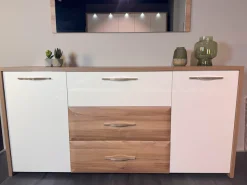OTTO home Kommode »Gala, melaminbeschichtet und beige hochglänzend UV lackiert« Soft-Close Funktion, Maße: B/T/H 170/46/83cm,2trg., mit 4 Schubladen, klassische Rahmenoptik, FSC-zertifiziert