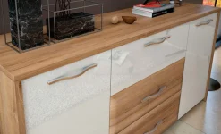 OTTO home Kommode »Gala, melaminbeschichtet und beige hochglänzend UV lackiert« Soft-Close Funktion, Maße: B/T/H 170/46/83cm,2trg., mit 4 Schubladen, klassische Rahmenoptik, FSC-zertifiziert