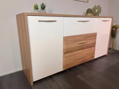 OTTO home Kommode »Gala, melaminbeschichtet und beige hochglänzend UV lackiert« Soft-Close Funktion, Maße: B/T/H 170/46/83cm,2trg., mit 4 Schubladen, klassische Rahmenoptik, FSC-zertifiziert