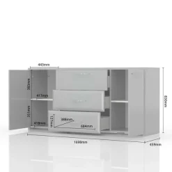 OTTO home Kommode »Gala, melaminbeschichtet und beige hochglänzend UV lackiert« Soft-Close Funktion, Maße: B/T/H 170/46/83cm,2trg., mit 4 Schubladen, klassische Rahmenoptik, FSC-zertifiziert