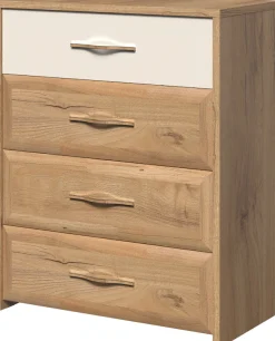 OTTO home Kommode »Gala, melaminbeschichtet,1 Schublade beige hochglänzend UV lackiert« Soft-Close Funktion, Maße: B/T/H 86/46/105cm,Sideboard mit 4 Schubladen, klassische Rahmenoptik, FSC®-zertifiziert