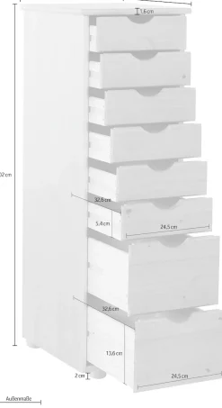 OTTO home Kommode »Gava« massives Kiefernholz, mit vielen Stauraummöglichkeiten, Breite 34 cm