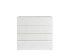 OTTO home Kommode »Greeti Sideboard mit 4 Schubladen, Maße B/T/H: 91,2/42/84,3 cm« Schubladenschrank mit viel Stauraum, weiß matt, Breite 91,2 cm